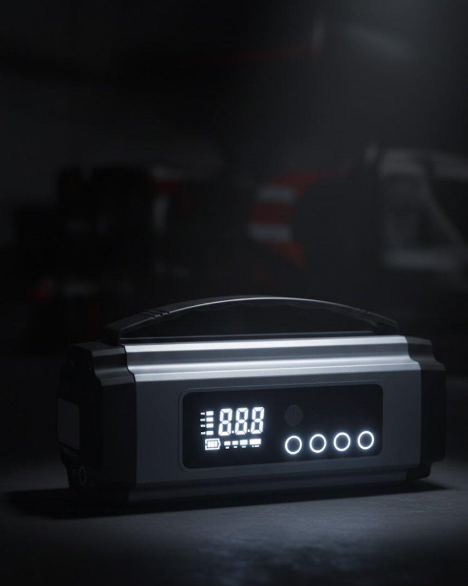 Dijital Göstergeli Akü Takviye Cihazı Lastik Şişirme Powerbank ve LED Işık Özellikli 1